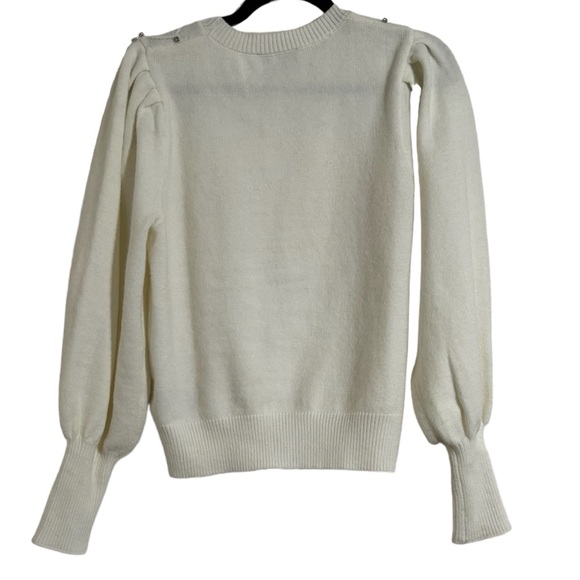 NANETTE LEPORE Crystal Gem Embellished Whimsy Sweater Balloon Sleeve size Medium - Picture 4 of 5